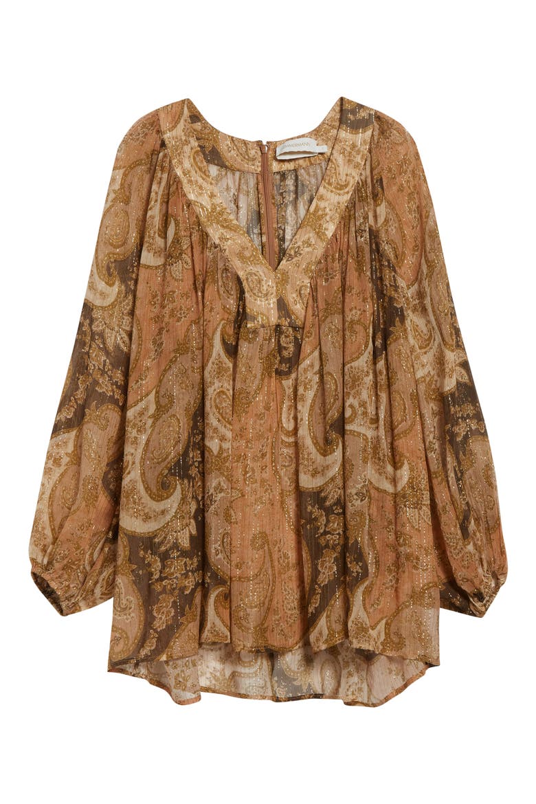 Kindred Spirit Carousel Batwing Silk Blend Top, Alternate, color, BISCUIT PAISLEY