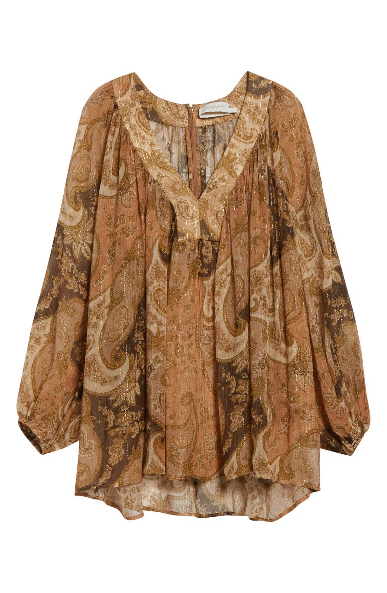 Zimmermann Kindred Spirit Carousel Batwing Silk Blend Top, Alternate, color, Biscuit Paisley