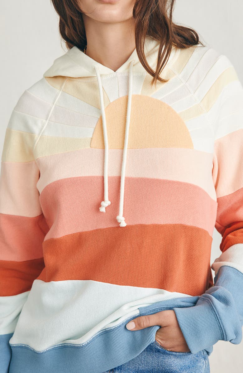 Faherty Soleil Stripe Cotton Hoodie, Alternate, color,