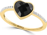 EFFY 14K Yellow Gold Diamond & Onyx Heart Ring - 0.06ct.