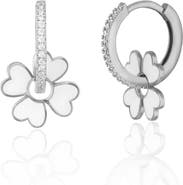 Spero London Sterling Silver Enamel Clover Earrings - White