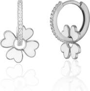 Spero London Sterling Silver Enamel Clover Earrings - White