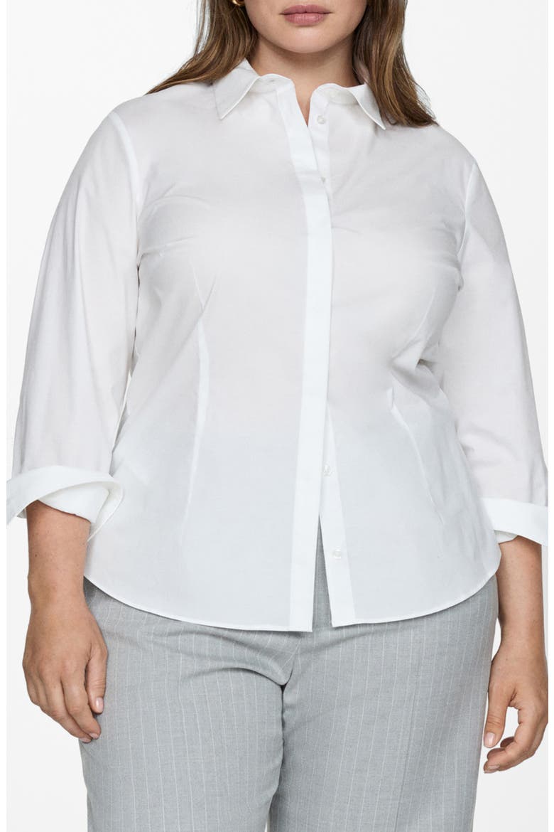 Cotton Button-Up Shirt, Alternate, color, WHITE