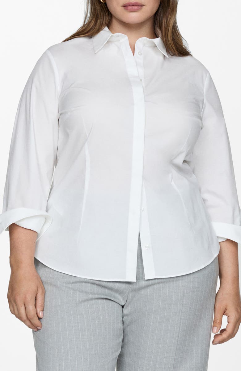 MANGO Cotton Button-Up Shirt, Alternate, color,