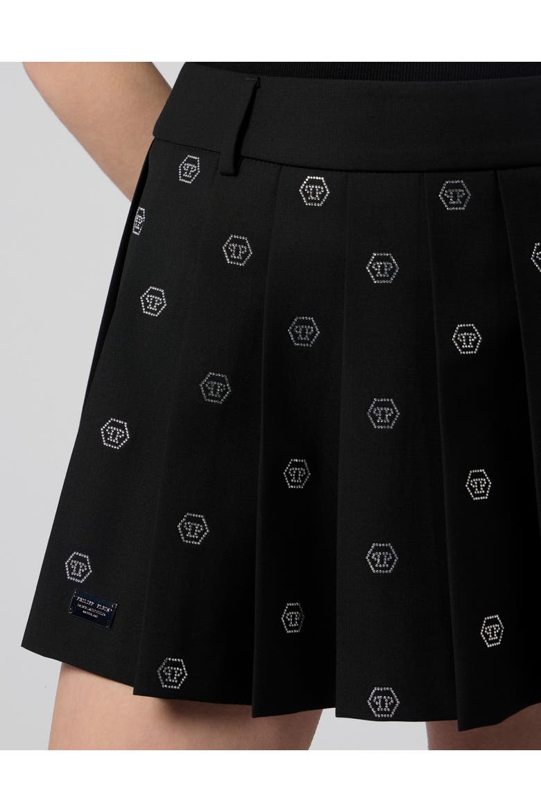 Pleated Mini Skirt Small Monogram Strass Monogram Strass Women, Alternate, color, black