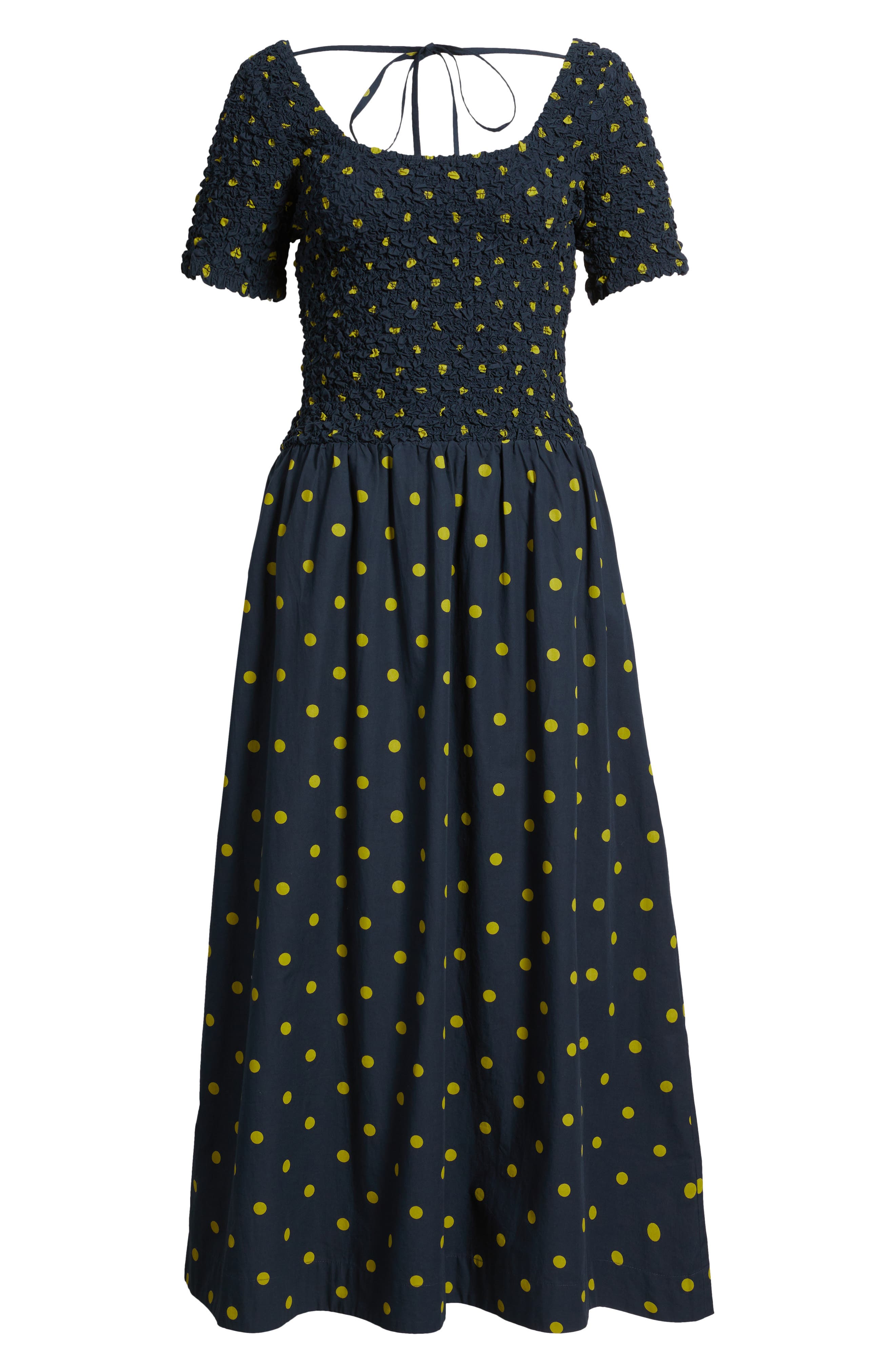 damson madder green polka dot dress Malinda Super Smocked Organic Cotton (Women) African Groom