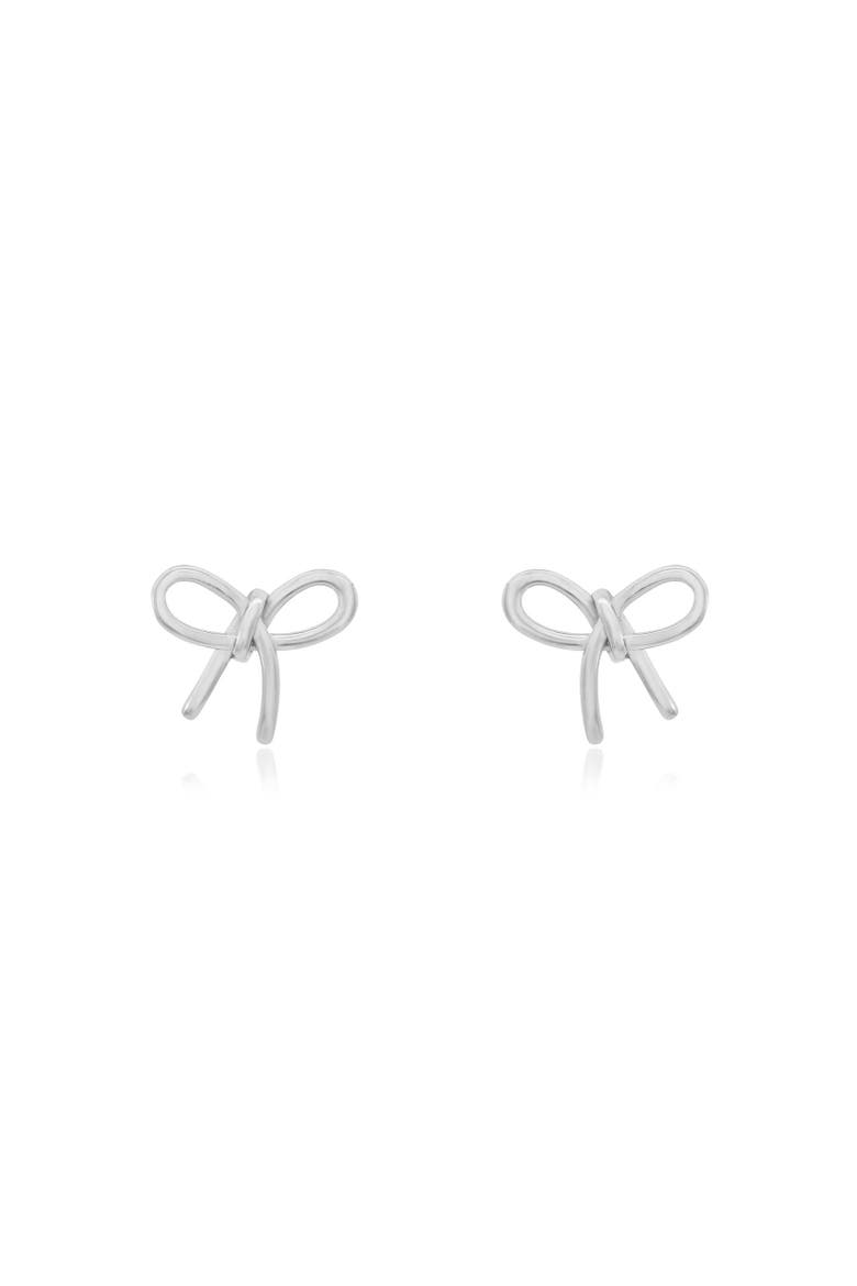 Loopy Bow Stud Earrings, Alternate, color, Sterling Silver