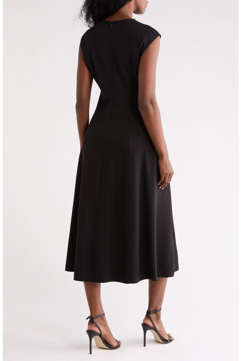 Seamed Ponte Fit & Flare Midi Dress, Alternate, color, BLACK