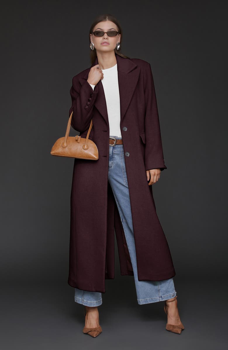 Avec Les Filles Strong Shoulder Hourglass Single Breasted Coat, Alternate, color,