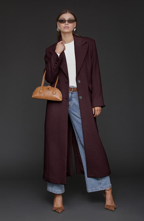 Avec Les Filles Strong Shoulder Single Breasted Coat In Burgundy