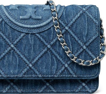 【Tory Burch】フレミング デニム チェーンウォレット フレミング ソフトデニム クロスボディバッグ: レディース ミニ