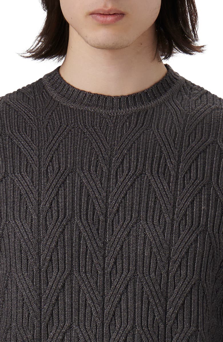 Bugatchi Cable Stitch Merino Wool Sweater, Alternate, color, Anthracite