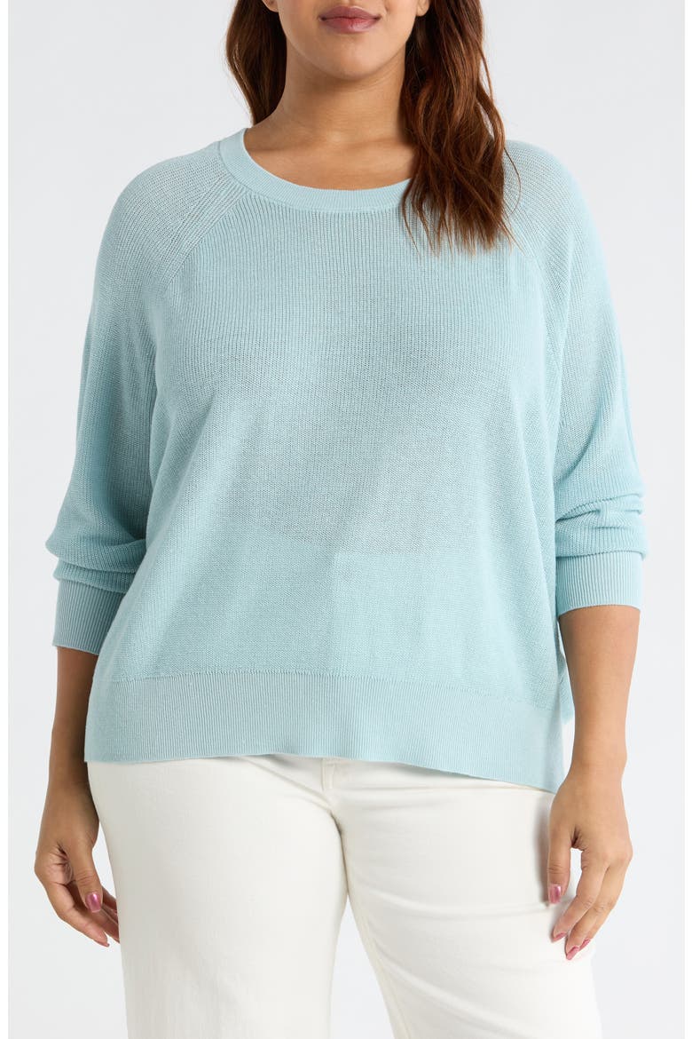 Organic Linen & Cotton Blend Crewneck Sweater, Main, color, BREEZE