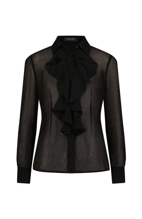 The Noli Shop Georgia Semi-sheer Blouse In Black