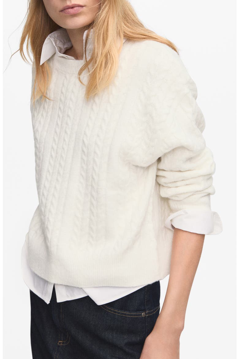 Cable Stitch Crewneck Sweater, Main, color, ECRU