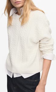 MANGO Cable Stitch Crewneck Sweater
