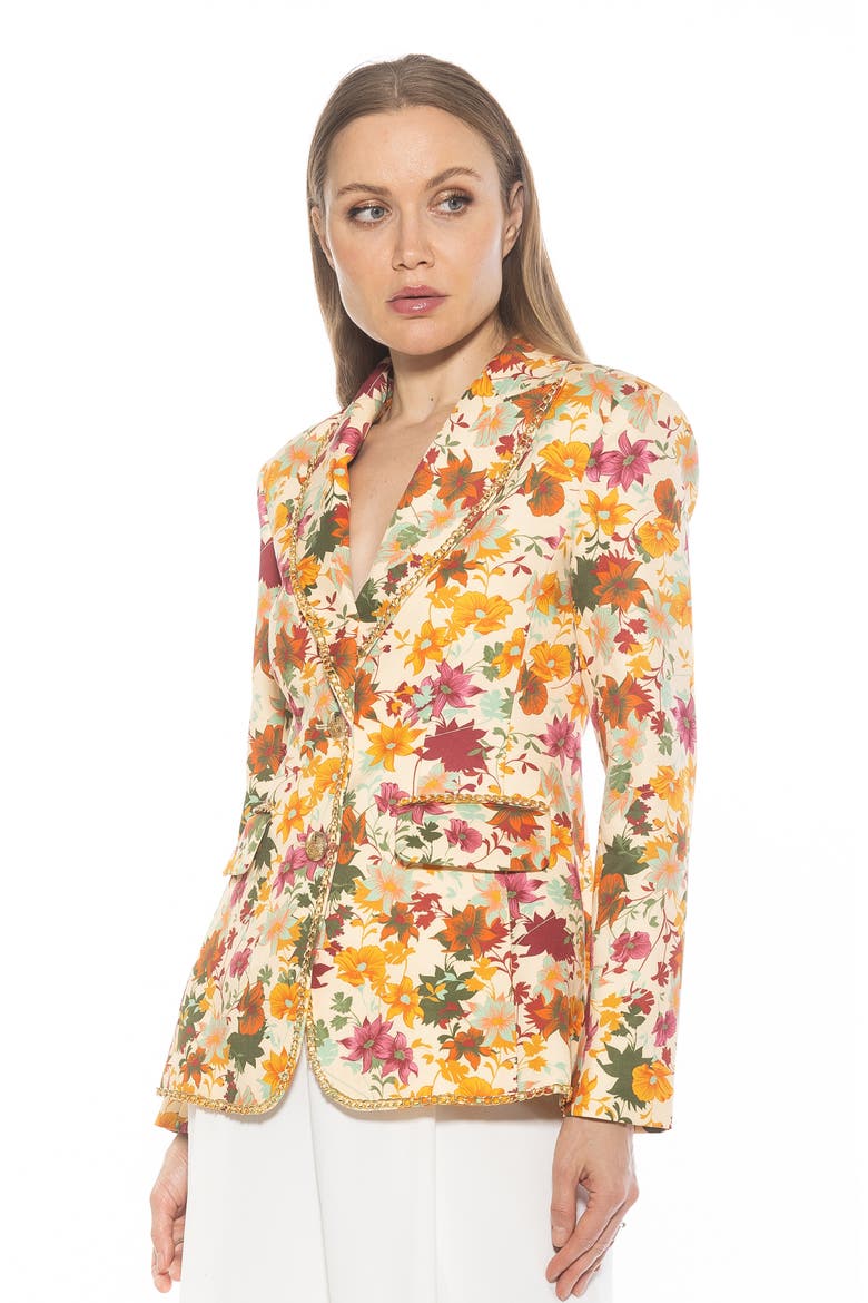 Janet Chain Trim Blazer, Alternate, color, BEIGE WILDFLOWER