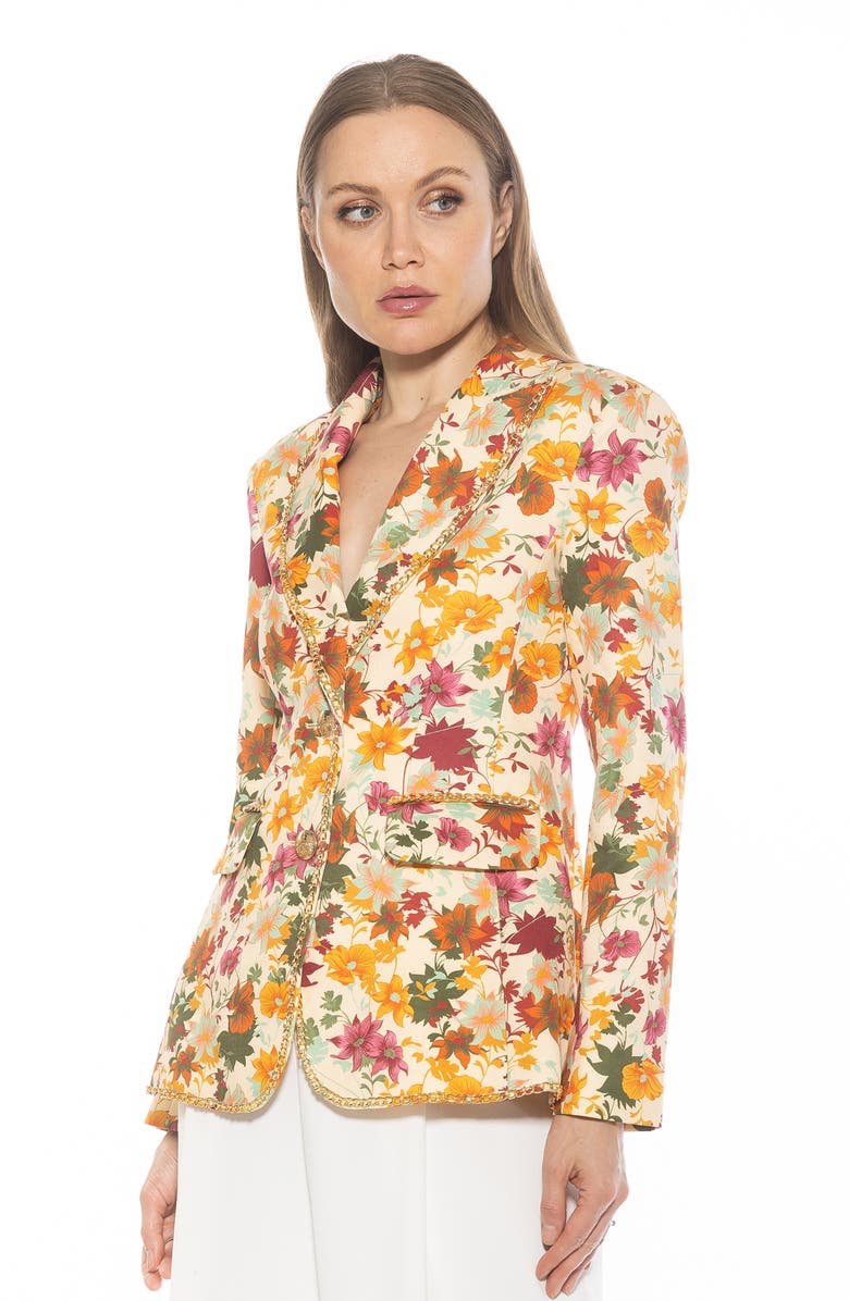 Alexia Admor Janet Chain Trim Blazer, Alternate, color, Beige Wildflower