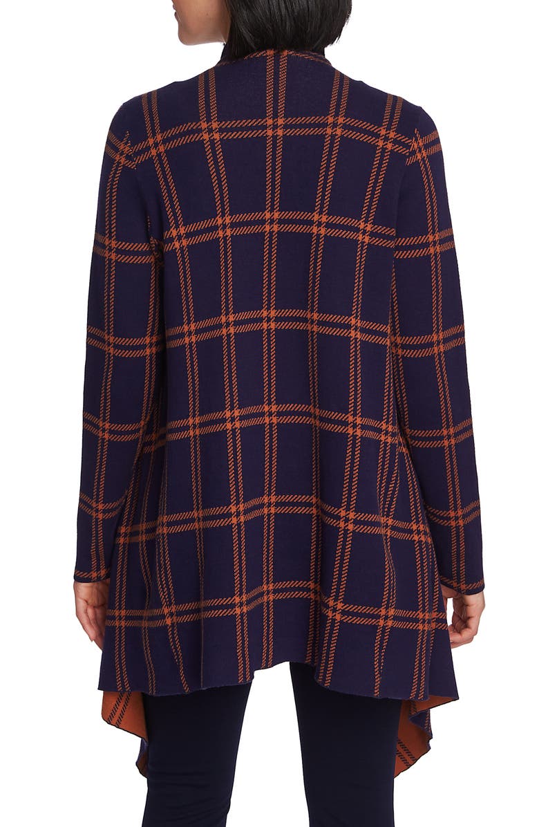 Chaus Plaid Long Double Knit Cardigan, Alternate, color,