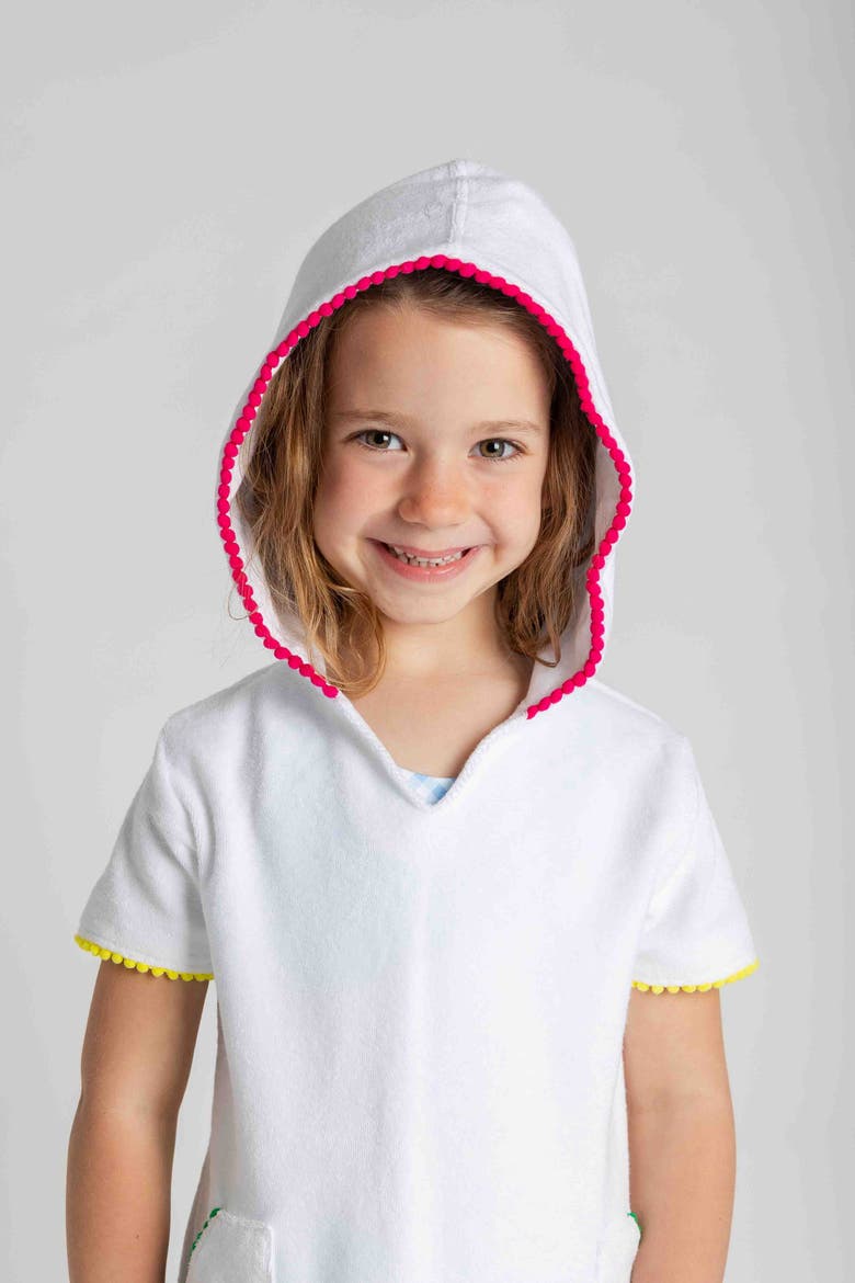 Terry Coverup With Pom Poms, Alternate, color, White