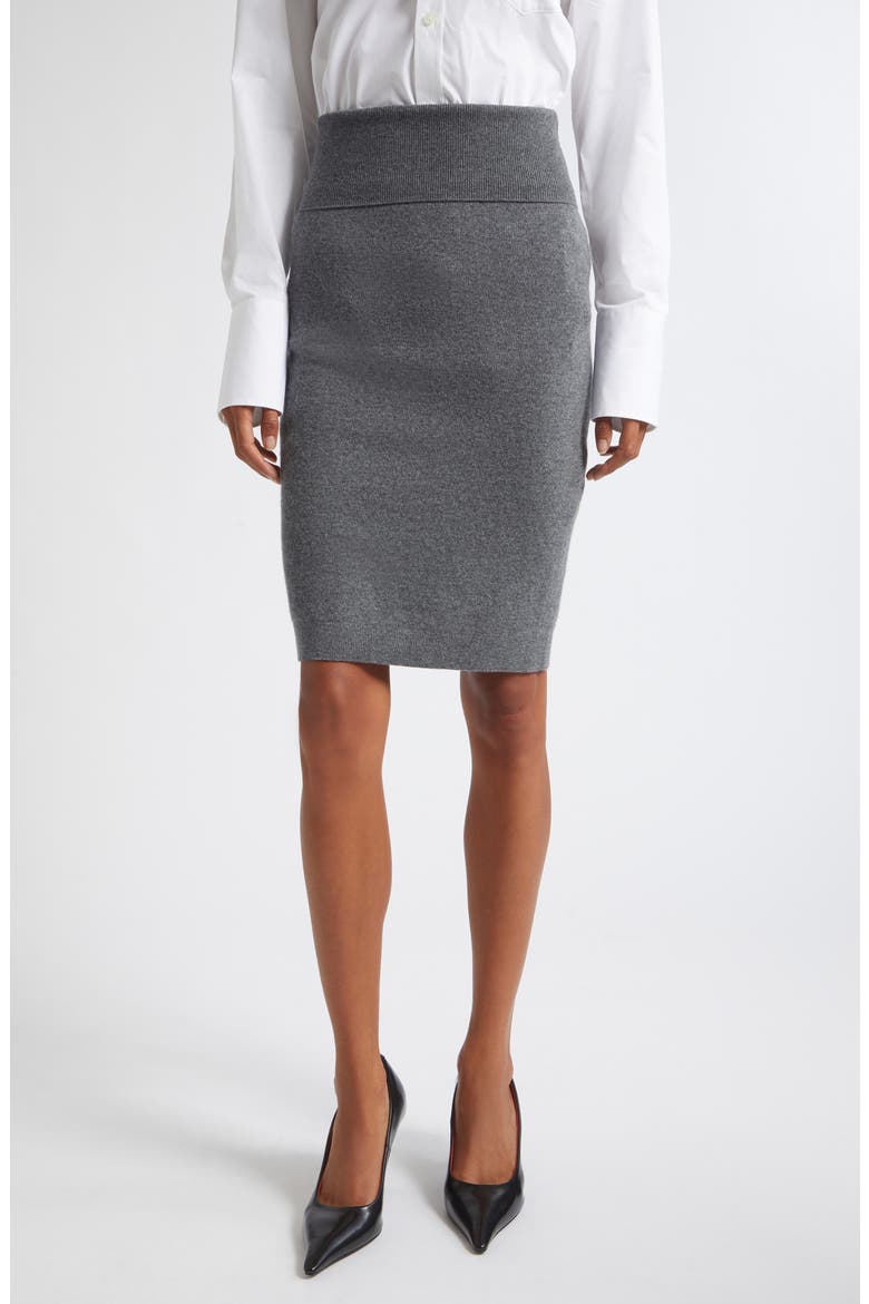 Virgin Wool Knit Pencil Skirt, Main, color, DARK GREY MELANGE