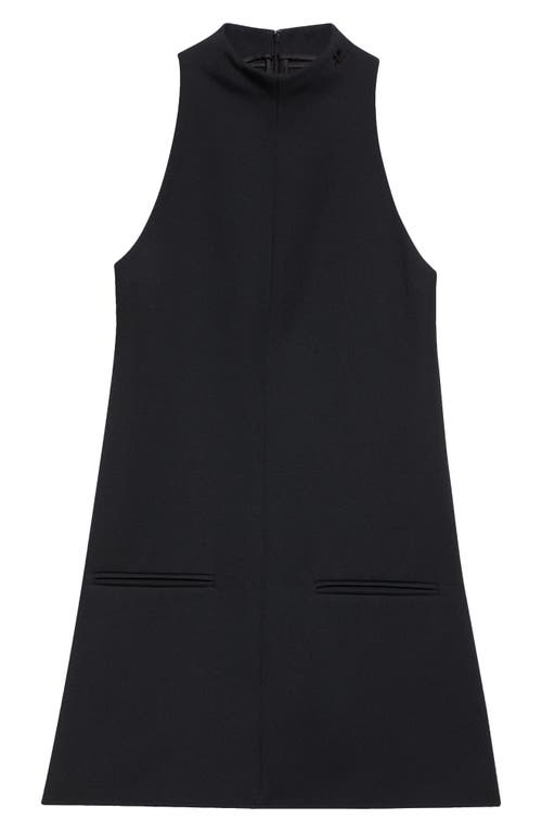 Courrèges Mock Neck Twill A-line Minidress In Black
