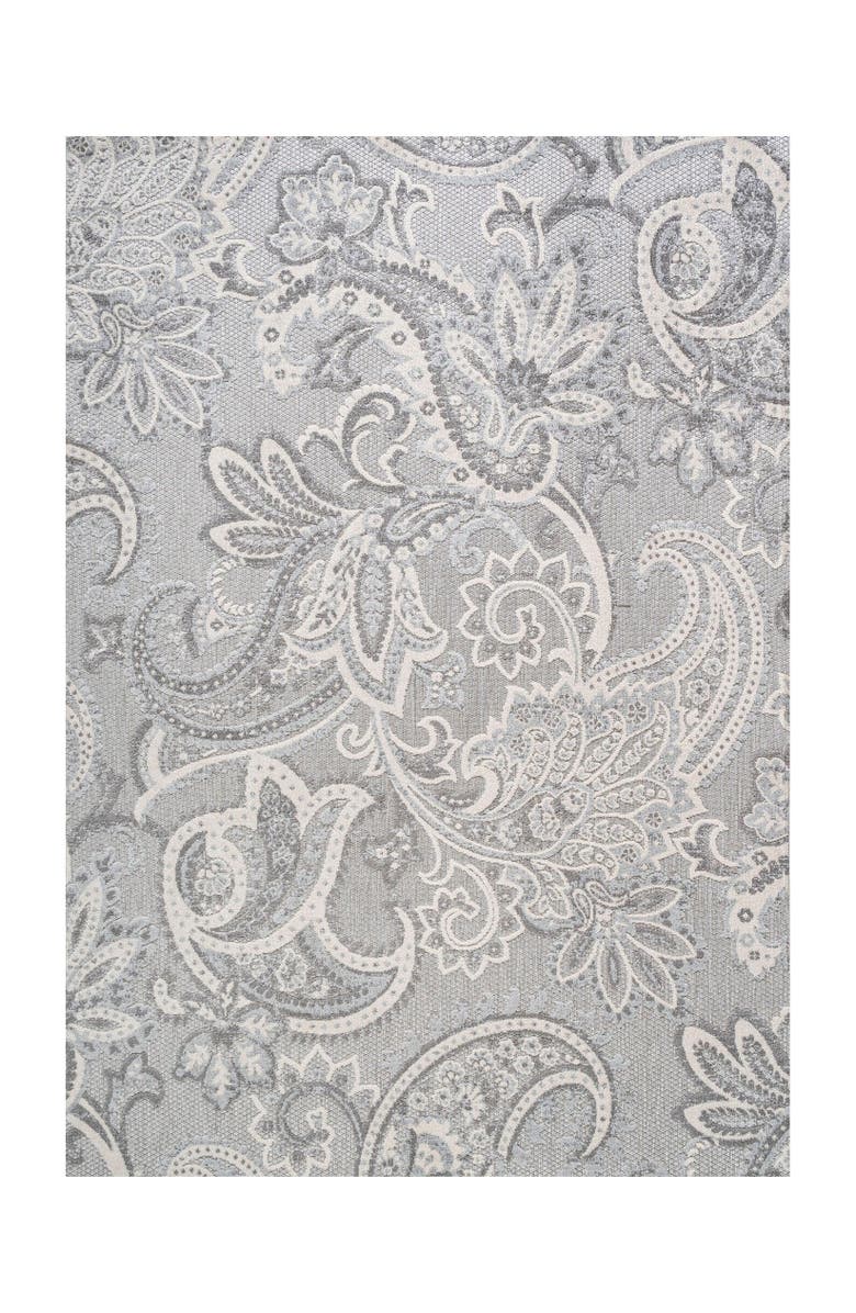JONATHAN Y Gordes Paisley High-Low Light indoor/Outdoor Area Rug, Main, color, Light Gray/Ivory
