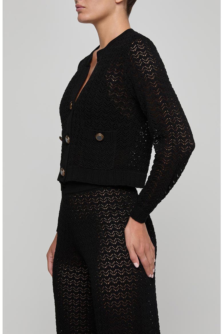 Orla Stripe Pointelle Cardigan, Alternate, color, BLACK/ GOLD
