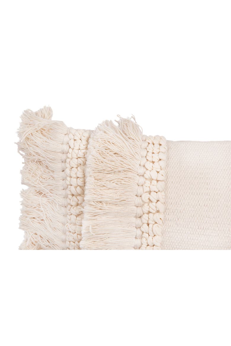 Creative Co-Op Cotton and Chenille Woven Lumbar Pillow with Fringe, Cream, Cover Only, Alternate, color, Cream