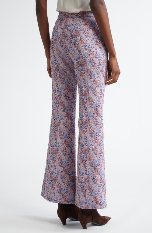 Etro Fiorellino Lace Jacquard Flare Trousers In Multicolor Azure Base