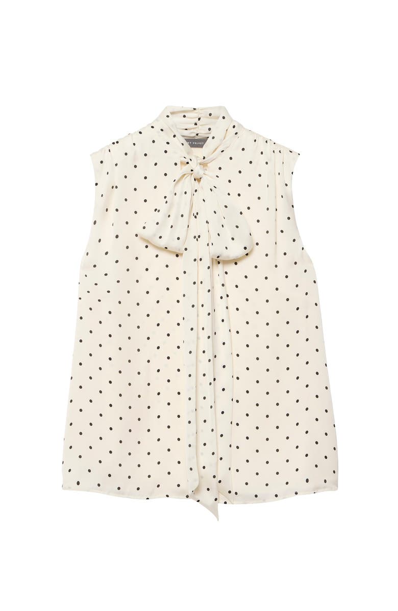 MINT VELVET Polka Dot Tie Neck Top, Alternate, color, Cream