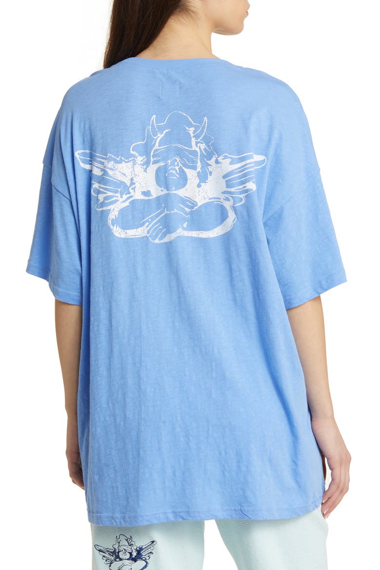 Locked In Rhinestone Oversize Cotton Slub Jersey Graphic T-Shirt, Alternate, color, BLUE