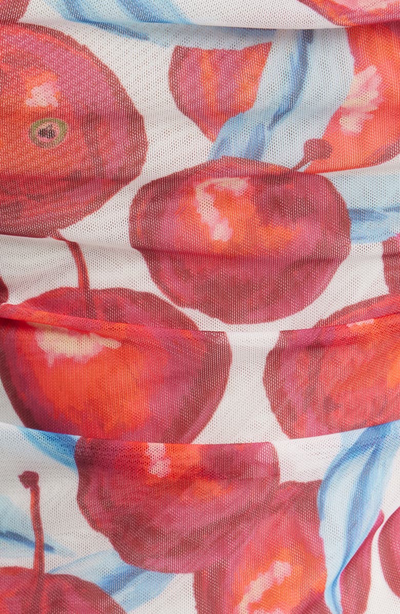 FARM Rio Cheery Tulle Long Sleeve Top, Alternate, color, Red Multi