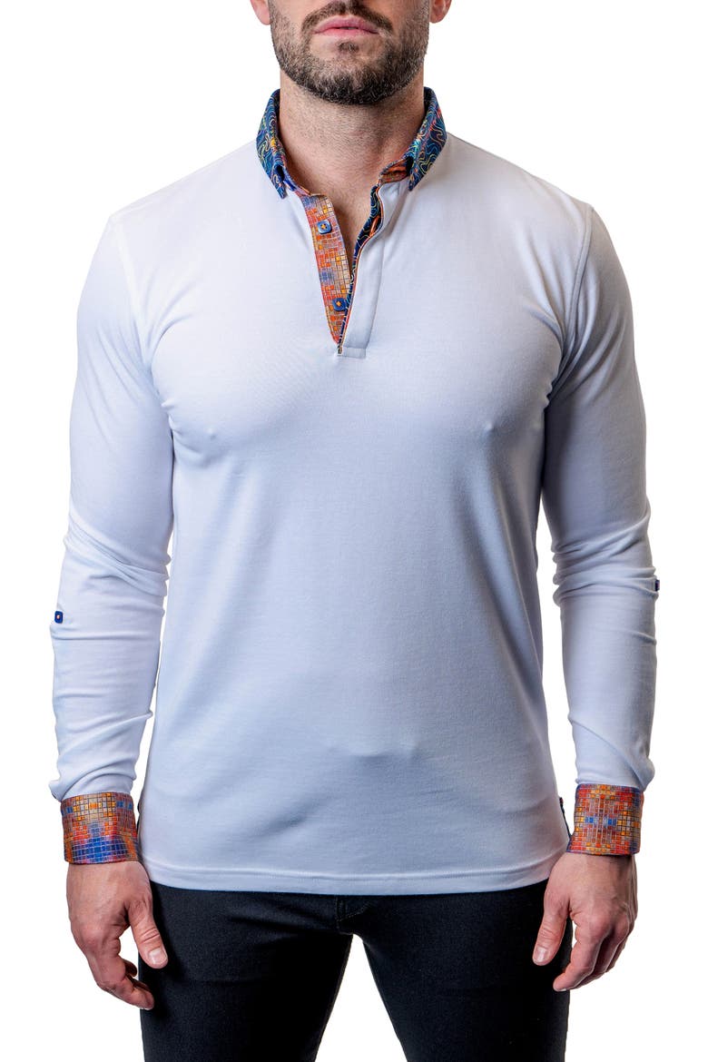 Newton Cloud White Long Sleeve Polo, Main, color, WHITE