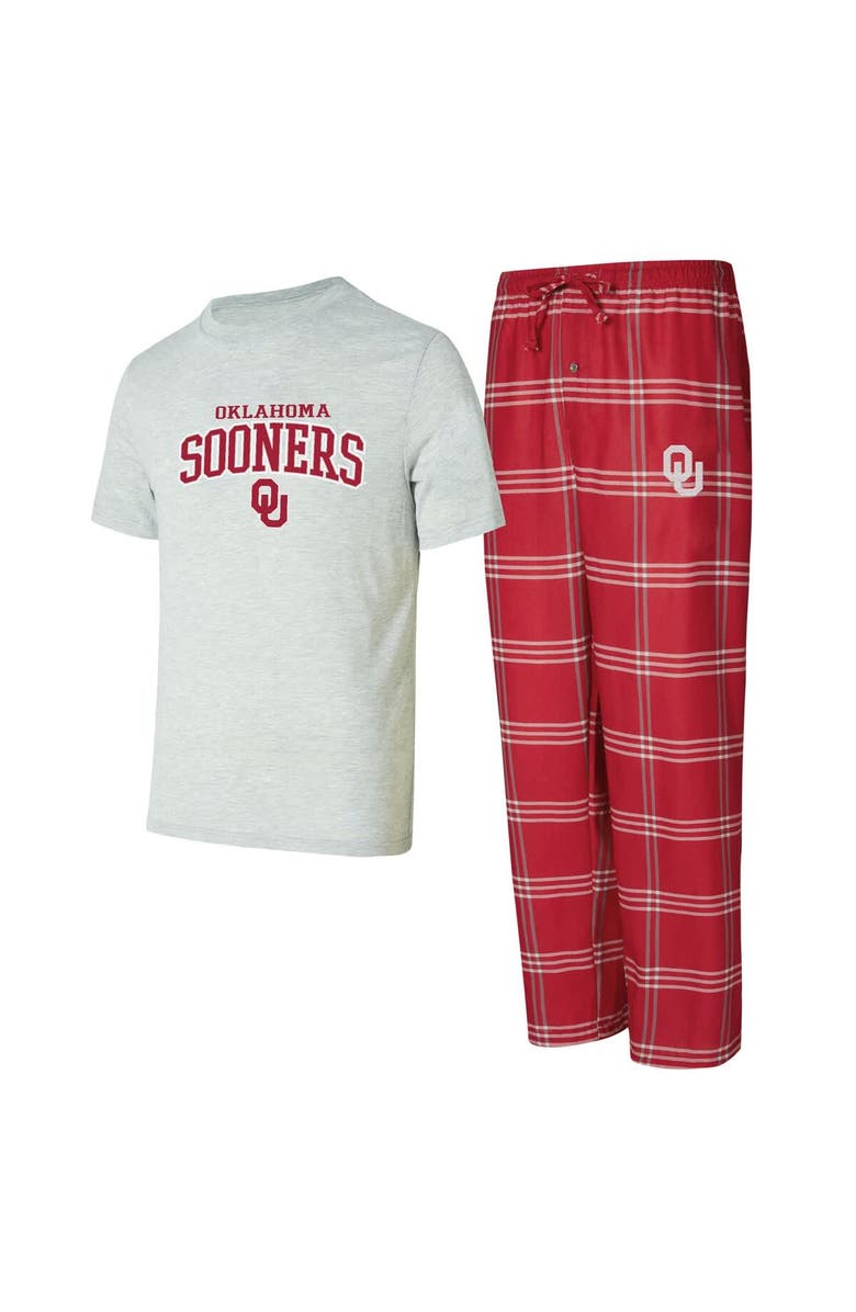 CONCEPTS SPORT Men's Concepts Sport Crimson/Gray Oklahoma Sooners T-Shirt & Pants Sleep Set, Main, color, Crimson