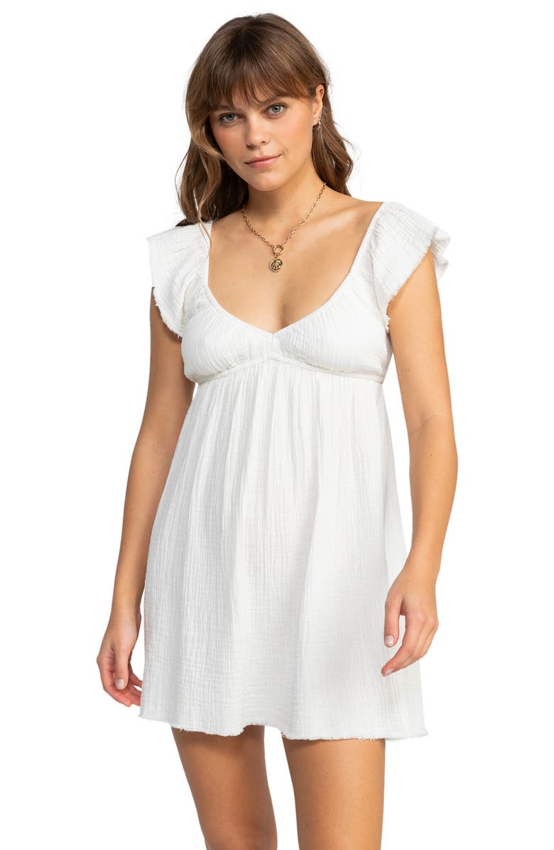 Roxy Luna Crinkle Gauze Minidress, Alternate, color, Egret