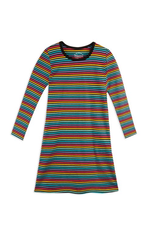 Shop Mightly Organic Cotton Long Sleeve T-shirt Dress In Jewel Stripe