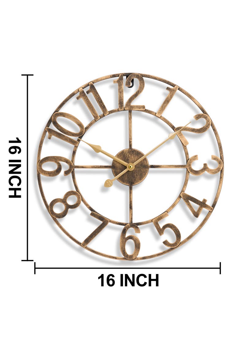 16-Inch Numeral Wall Clock, Alternate, color, BRONZE