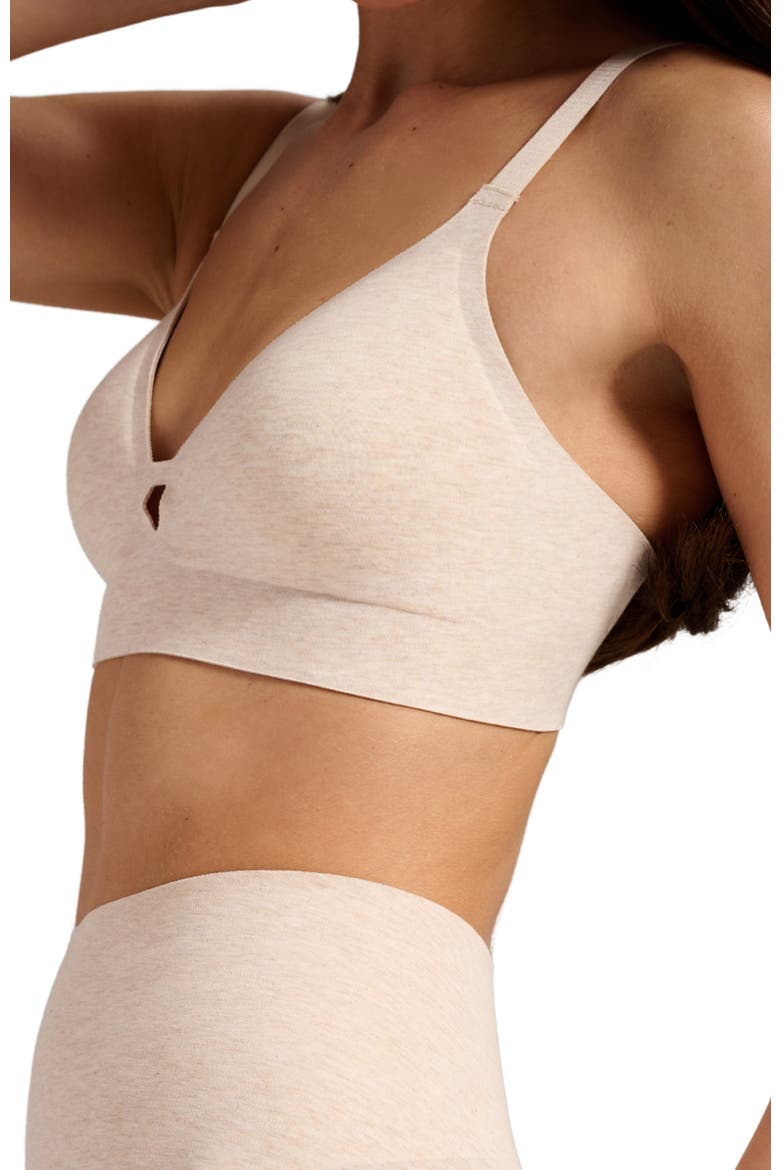 Organic Cotton No-Show V-Neck Foam Bra, Alternate, color, Oatmeal