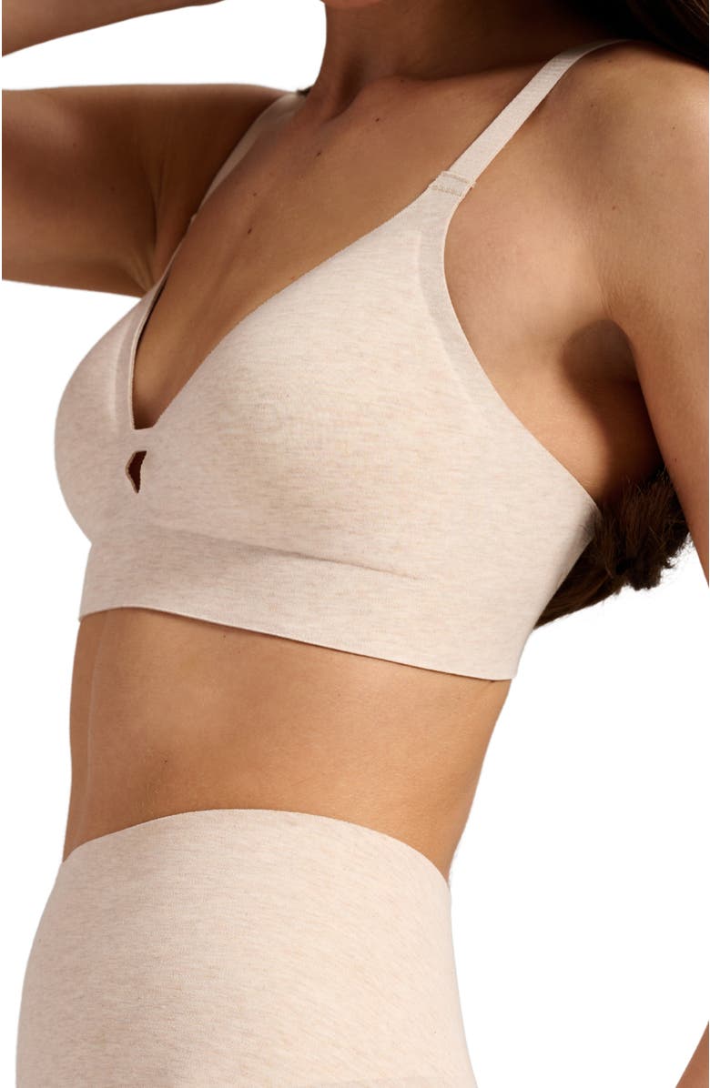 Siella Organic Cotton No-Show V-Neck Foam Bra, Alternate, color, Oatmeal