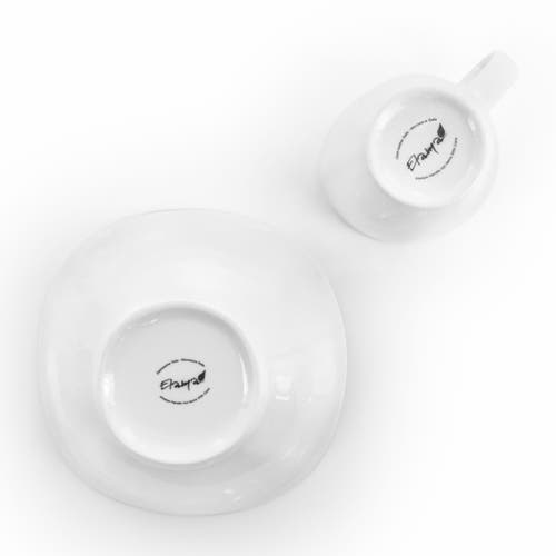 Elama Bishop 16 Piece Soft Square Porcelain Dinnerware Set In White