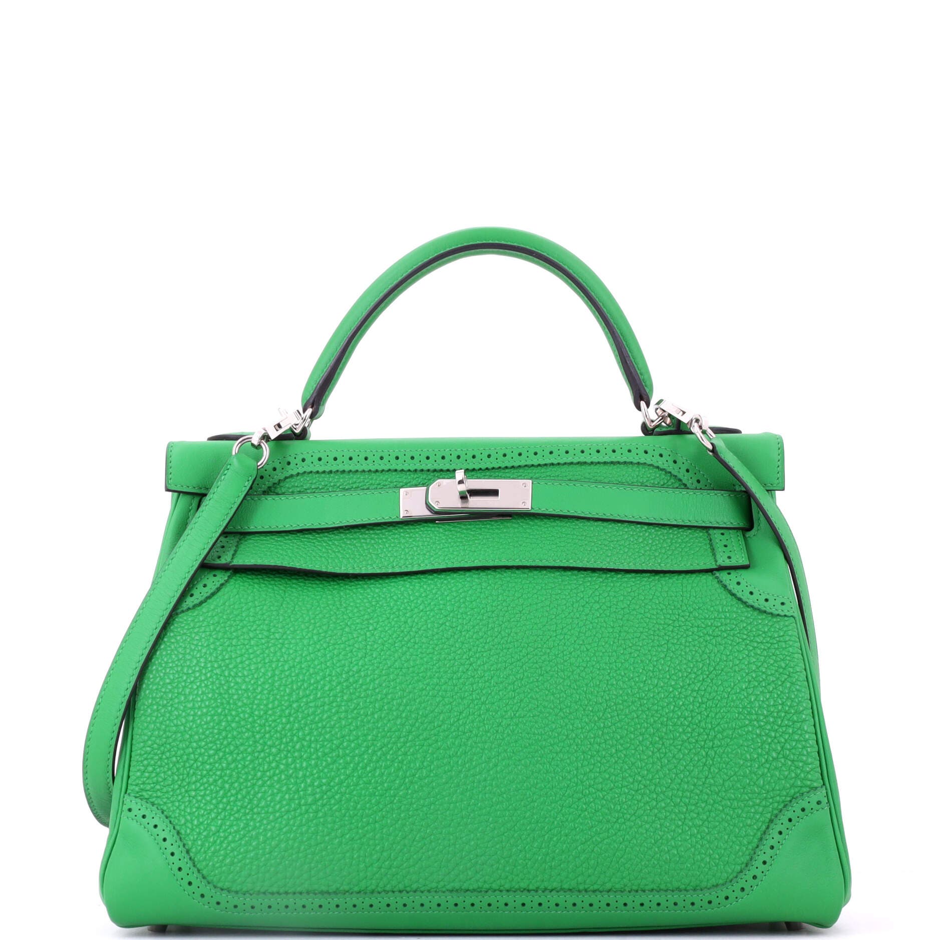 Kelly Ghillies Handbag Green Togo and Swift with Palladium Hardware 32, Main, color, Green