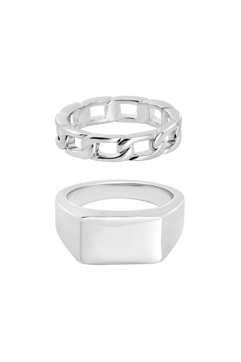 Mens Silver Tone Ring Set Of 2, Alternate, color, Silver