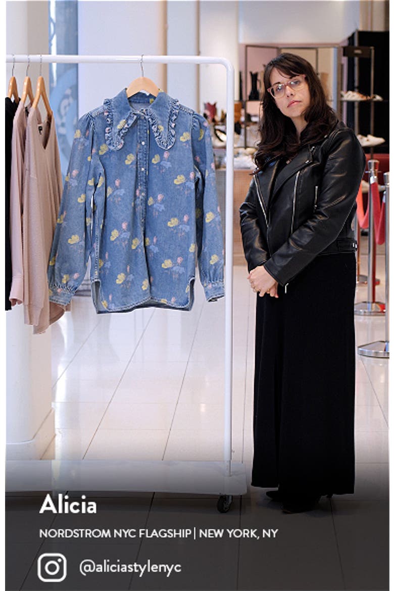 Print Indigo Frill Collar Organic Cotton Denim Shirt video
