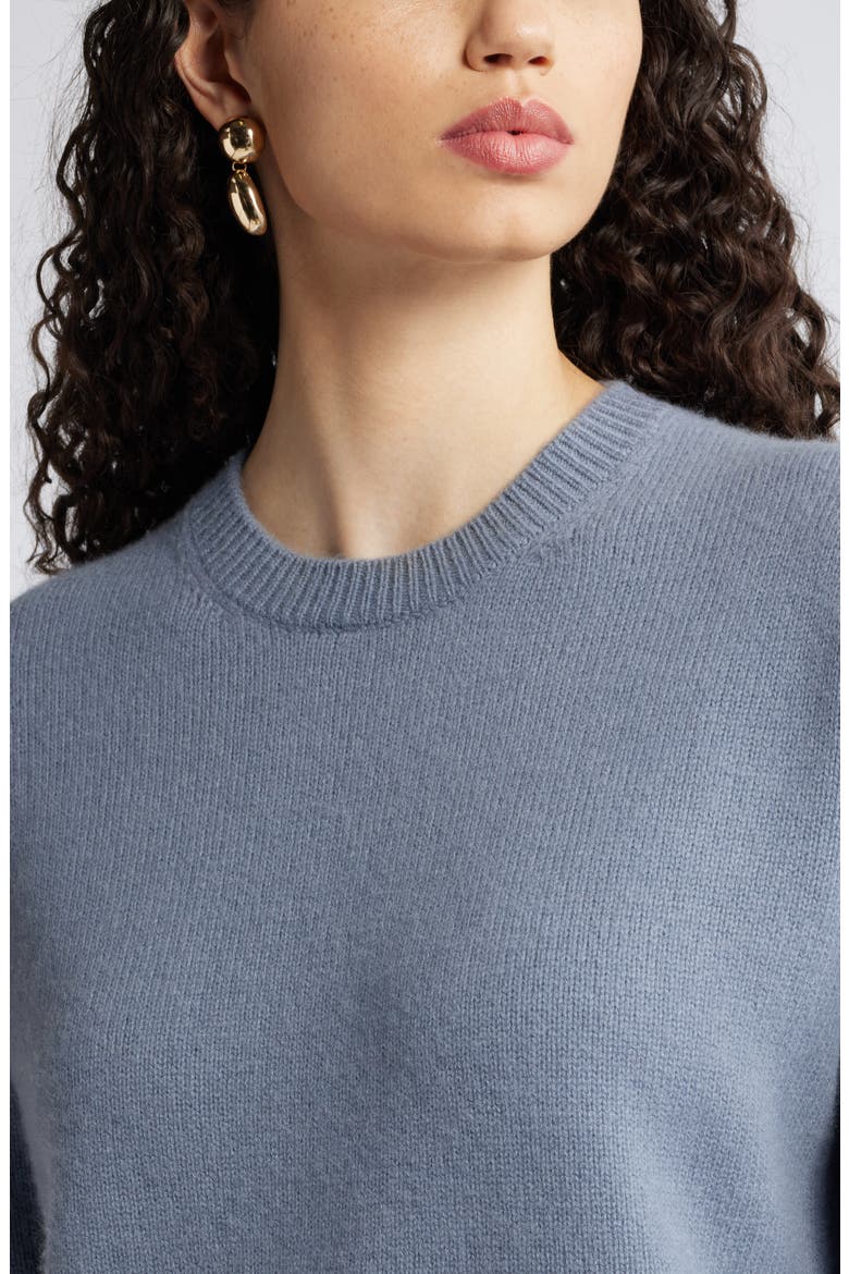 Crewneck Side Slit Wool & Cashmere Sweater, Alternate, color, GREY FOLKSTONE