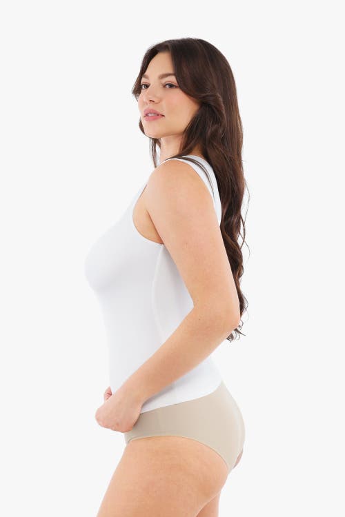 Popilush Cloud-touch Double-layer Shaping Sleeveless Top In White