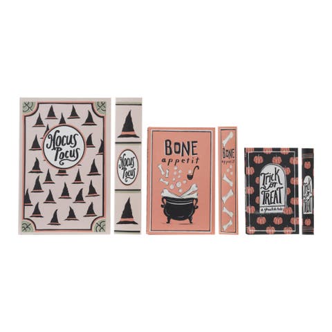 Reclaimed Wood & Canvas Halloween Book Boxes, Set