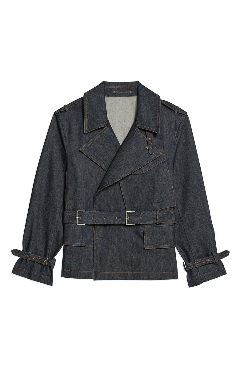 Helmut Lang CR Rider Arch Belted Denim Trench Jacket, Alternate, color,
