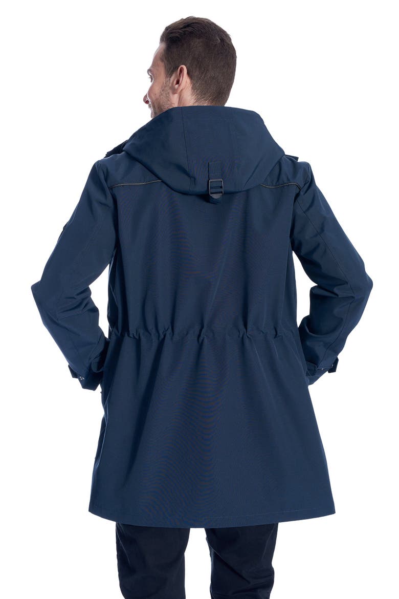 BANKS - Weather Resistant Storm Jacket with Drawstring Hood Raincoat, Alternate, color, NAVY