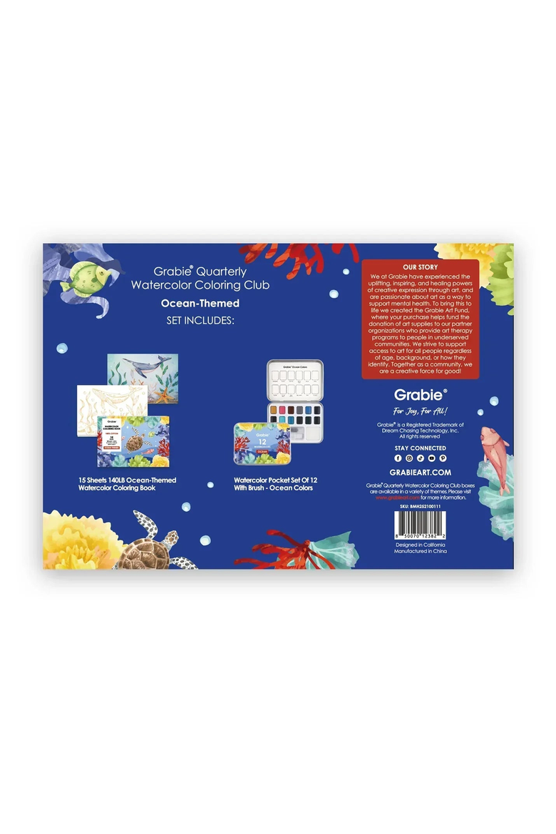 Ocean Themed Watercolor Coloring Club Box, Alternate, color, Ocean